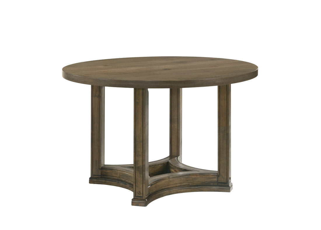 Parfield Round Dining Table, Weathered Oak Finish Dn01809 Oak Wood