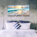 3 Panels Framed Canvas Wall Art Decor,3 Pieces Sea Wave Painting Decoration Painting For Chrismas Gift, Office,Dining Room,Living Room, Bathroom, Bedroom Decor Ready To Hang Rectangle Framed