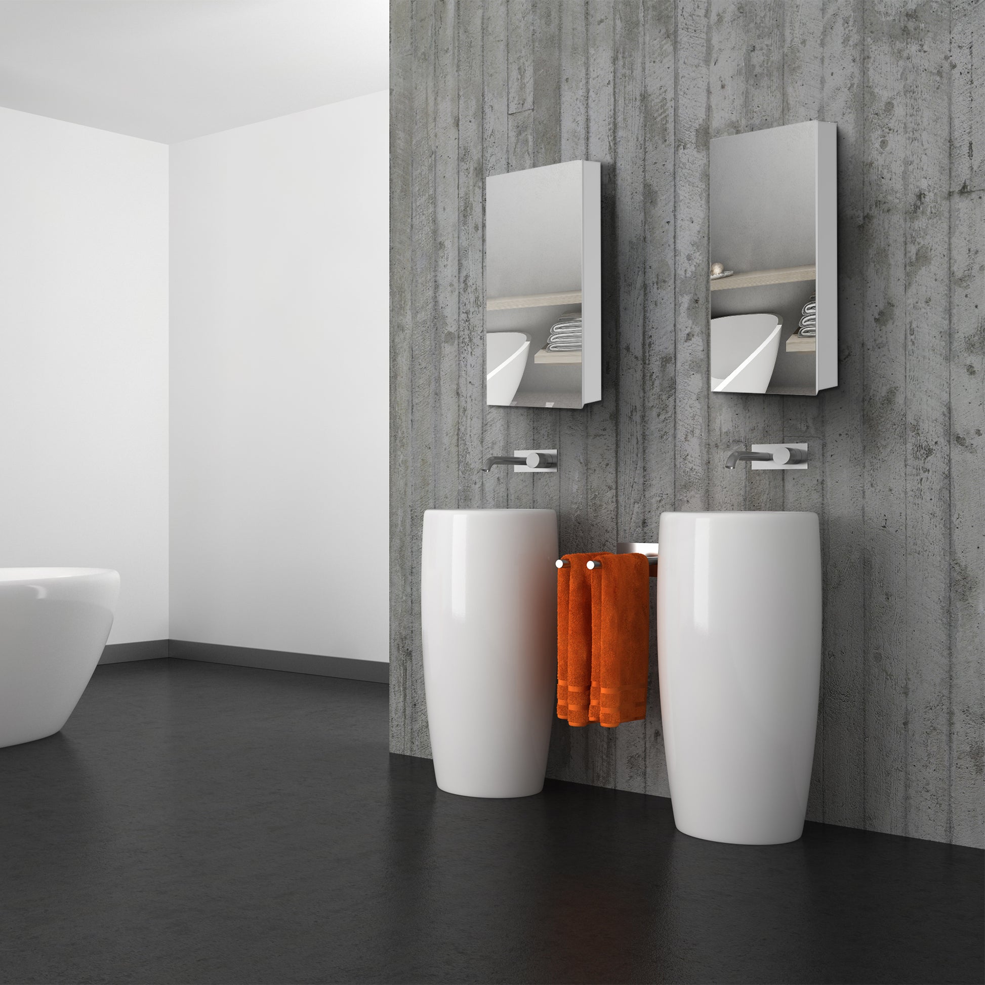 15" W x 30" H Single Door Bathroom Medicine Cabinet white-engineered wood
