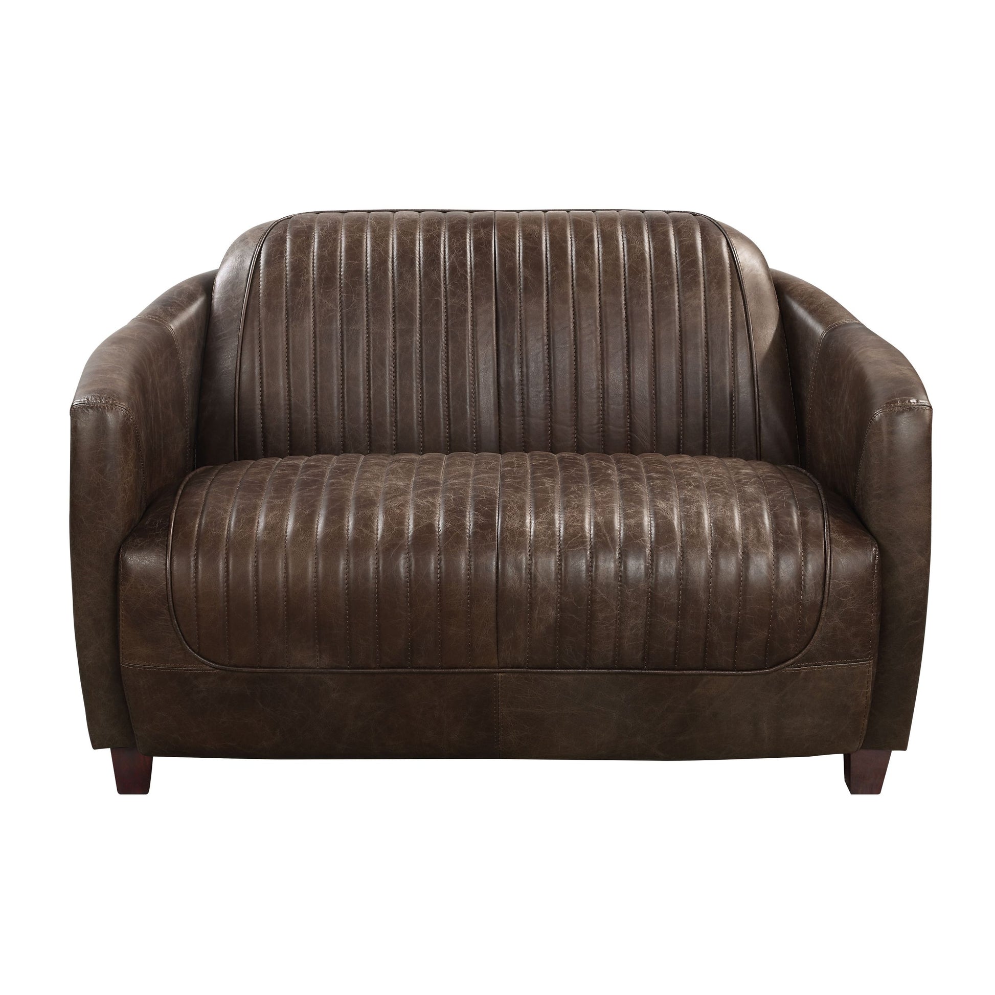 Brancaster Loveseat, Antique Slate Top Grain Leather Lv01810 Brown Leather