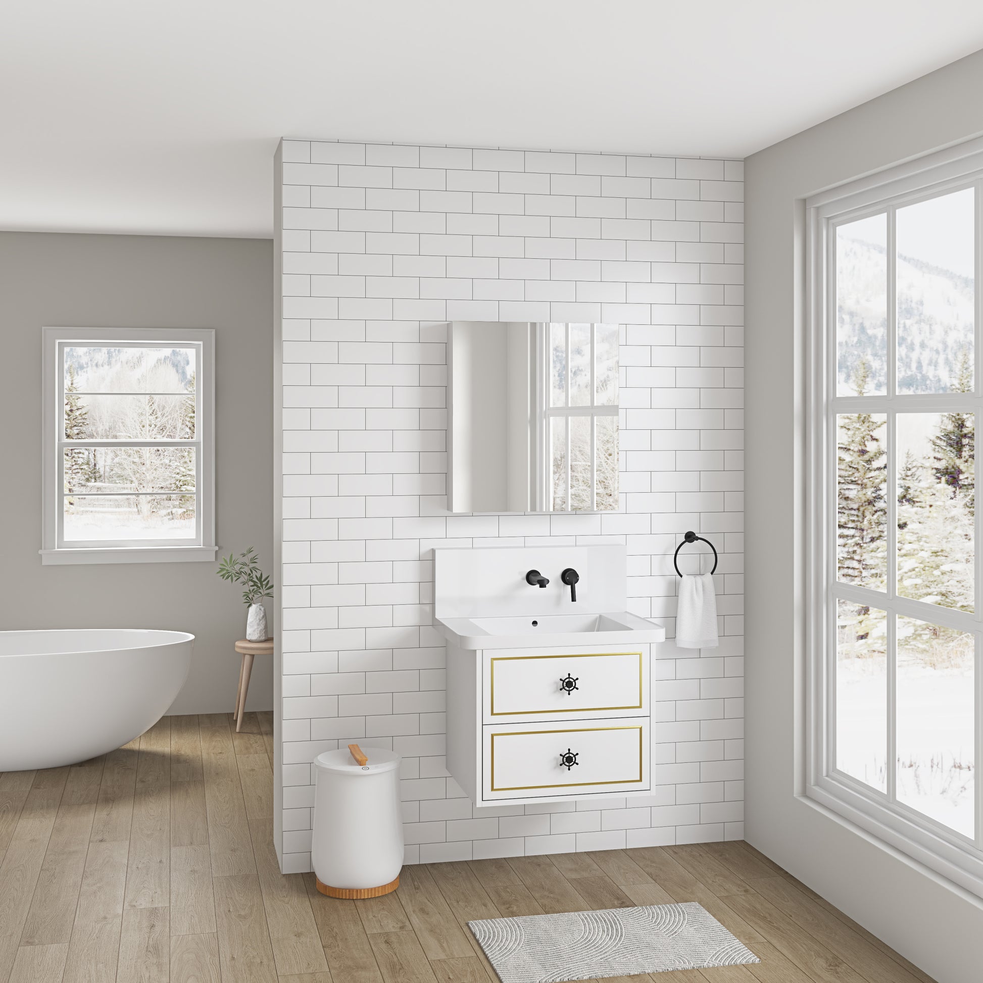 24" W x 26" H Single Door Bathroom Medicine Cabinet white-engineered wood