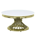 Fallon Coffee Table, Engineering Stone & Gold Finish Lv01957 White Artificial Marble