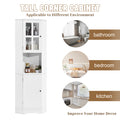 Tall Bathroom Storage Cabinet, Corner Cabinet with white-mdf