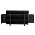 Curved Design Storage Cabinet Made Of Fraxinus Mandschuric Solid Wood Veneer, Featuring Four Doors And Adjustable Shelves, Suitable For Corridors, Entrances And Study. 3 4 Shelves Black Mdf