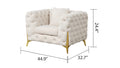 Contempo 3Pc Modern Living Room Set Made With Wood In Cream Cream Wood Primary Living Space Contemporary Faux Fur Wood