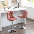 Swivel Velvet Barstools Adjusatble Seat Height From 25 33 Inch, Modern Upholstered Chrome Base Bar Stools With Backs Comfortable Tufted For Home Pub And Kitchen Island, Pink,Set Of 2,1712Pk Pink Dining Room American Design Bar Stools Foam Velvet