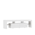 High Gloss Tv Stand With Led Lights For Tvs Up To 65'', Modern Tv Console With Storage Cabinets For Living Room White 60 69 Inches Mdf