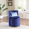 360 Swivel Accent Chair With Storage Function, Velvet Curved Chair With Gold Metal Base For Living Room, Nursery, Bedroom Video Blue Velvet