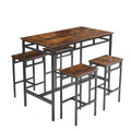 Bar Table Set 5Pc Dinging Table Set With High Stools, Structural Strengthening, Industrial Style. Rustic Brown, 43.31'' L X 23.62'' W X 35.43'' H. Rustic Brown Particle Board