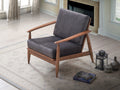 Alisa Accent Chair, Charcoal Fabric & Brown Finish Ac02377 Charcoal Fabric