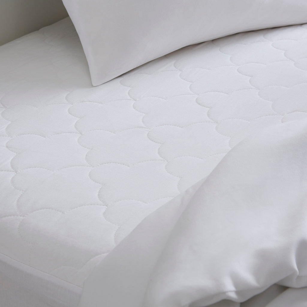 Cotton Percale Quilted Mattress Pad White Cotton