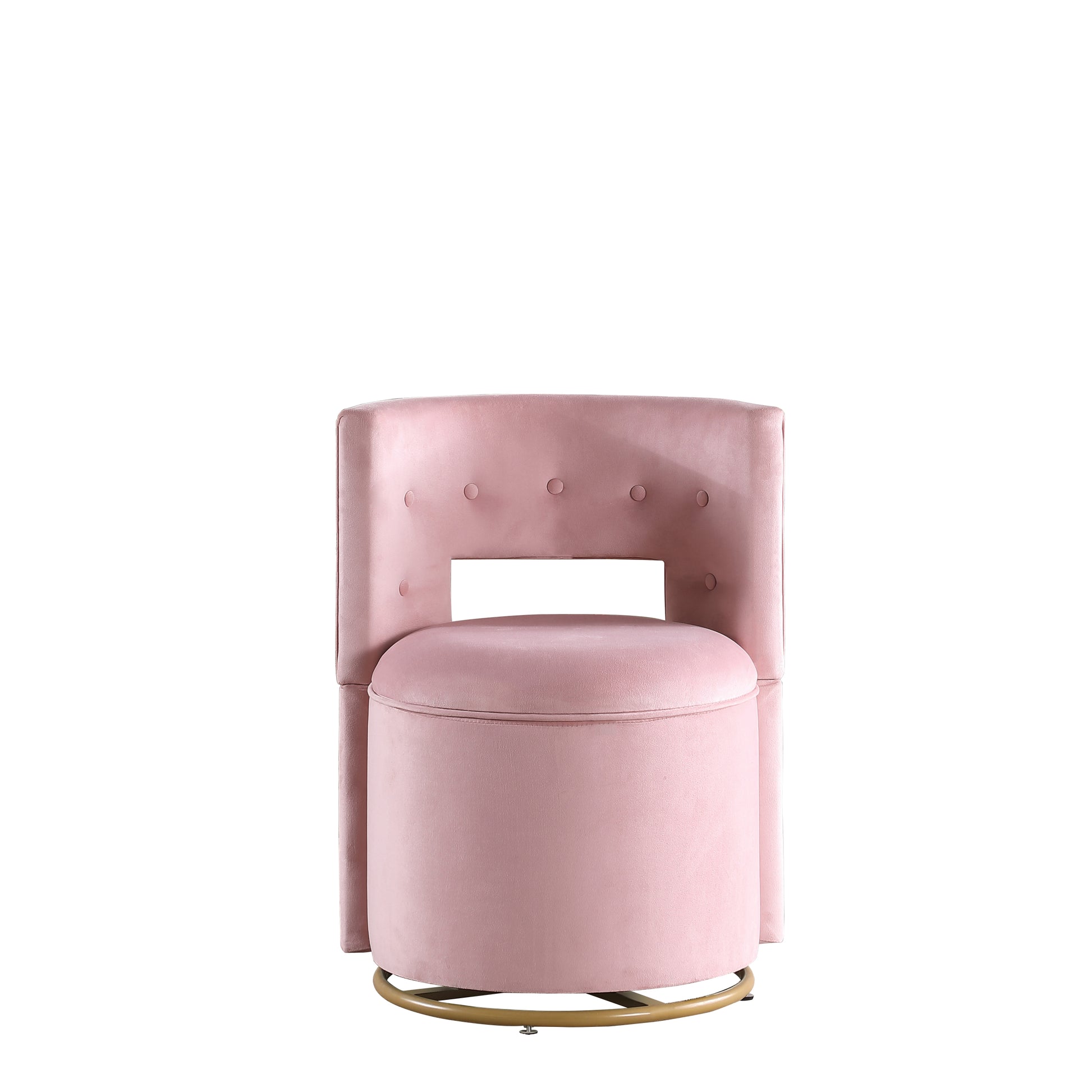 360 Swivel Accent Chair With Storage Function, Velvet Curved Chair With Gold Metal Base For Living Room, Nursery, Bedroom Video Pink Velvet