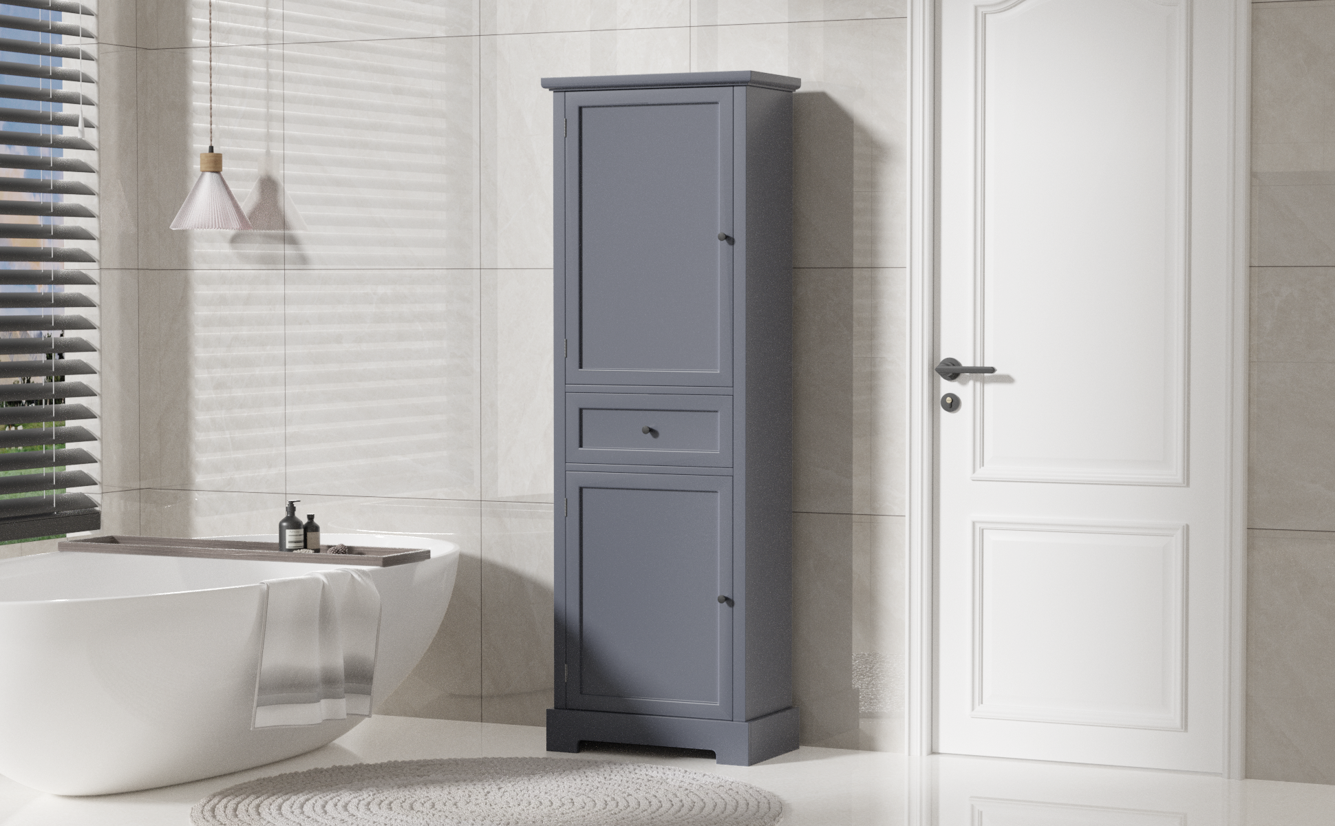 Bathroom Storage Cabinet, Tall Storage Cabinet with grey-mdf