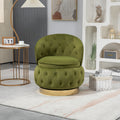 360 Degree Swivel Cuddle Barrel Accent Storage Chairs, Round Armchairs With Wide Upholstered, Fluffy Velvet Fabric Chair For Living Room, Bedroom, Office, Waiting Rooms Olive Green Primary Living Space Foam Velvet