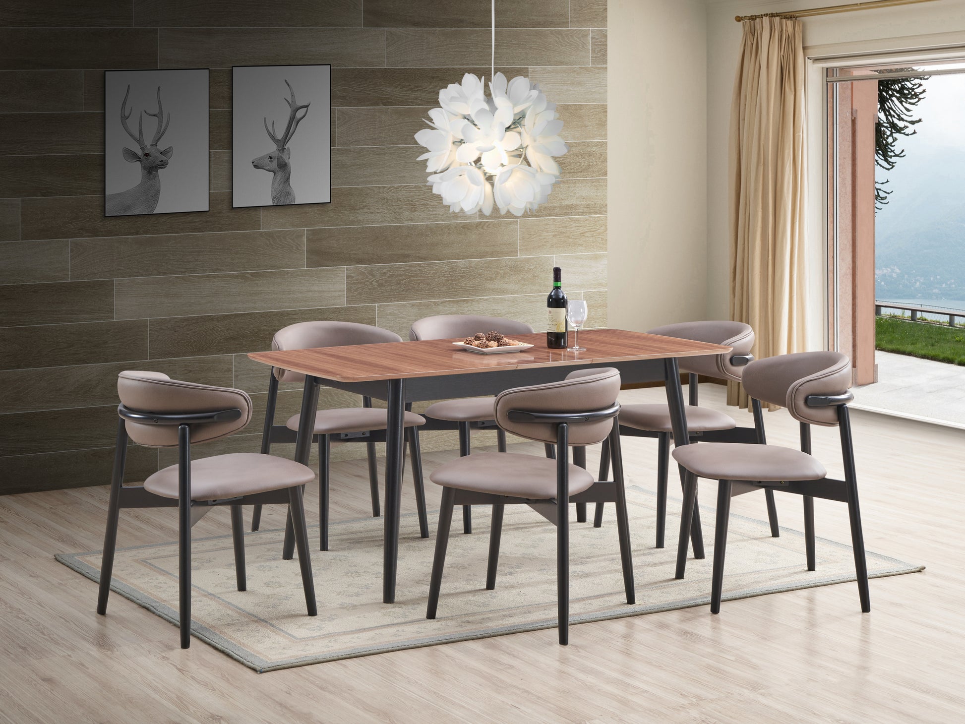 Lanae Dining Table, Natural & Black Finish Dn02364 Natural Black Wood