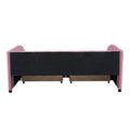 Twin Size Upholstered Daybed With Ergonomic Design Backrest And 2 Drawers, Pink Pink Velvet