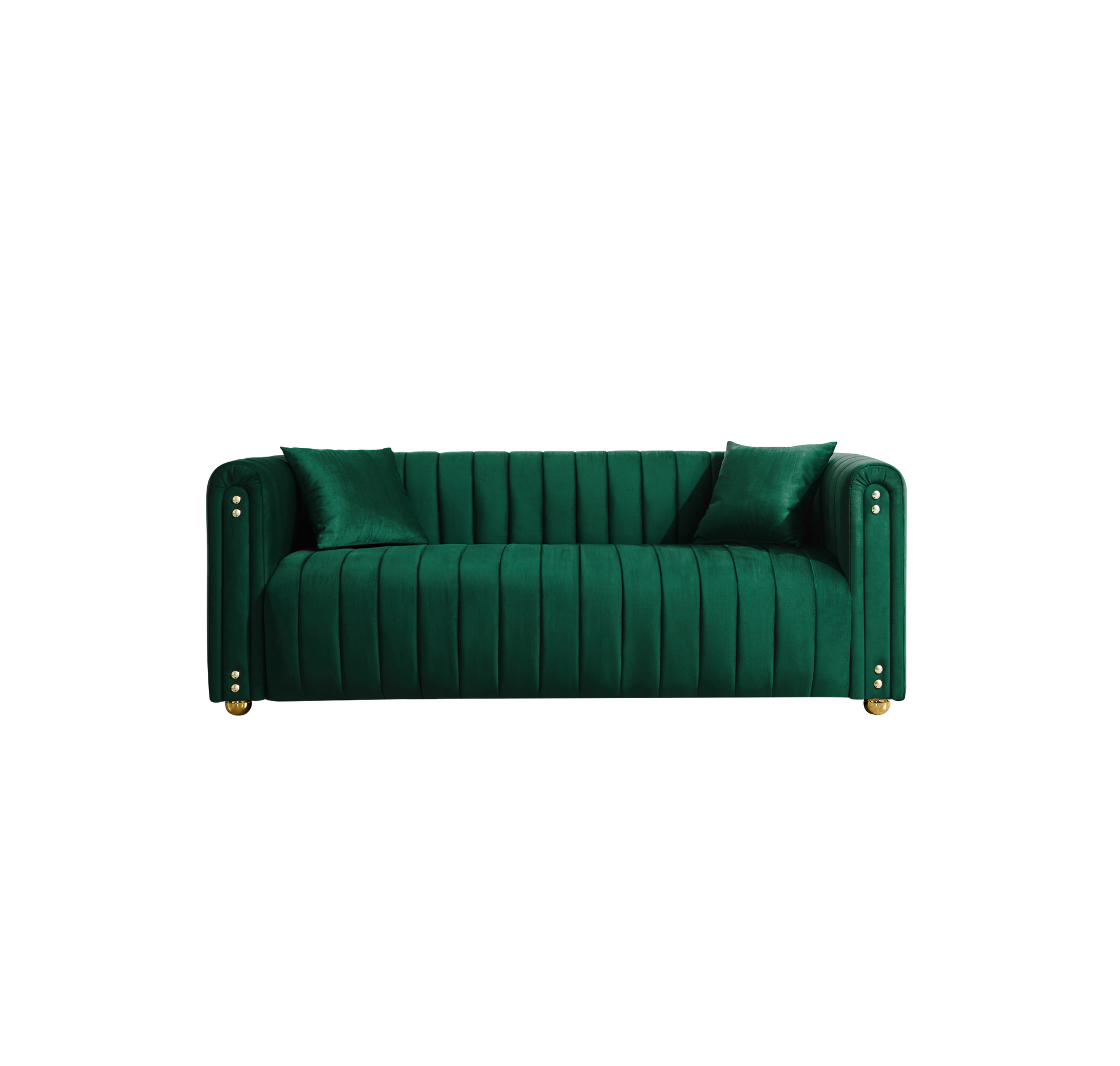 79.92" Modern Vertical Channel Tufted Velvet Sofa,Comfortable Sofa For Living Room Green Green Velvet 3 Seat