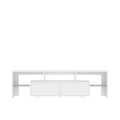 High Gloss Tv Stand With Led Lights For Tvs Up To 65'', Modern Tv Console With Storage Cabinets For Living Room White 60 69 Inches Mdf