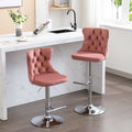 Swivel Velvet Barstools Adjusatble Seat Height From 25 33 Inch, Modern Upholstered Chrome Base Bar Stools With Backs Comfortable Tufted For Home Pub And Kitchen Island, Pink,Set Of 2,1712Pk Pink Dining Room American Design Bar Stools Foam Velvet