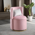360 Swivel Accent Chair With Storage Function, Velvet Curved Chair With Gold Metal Base For Living Room, Nursery, Bedroom Video Pink Velvet