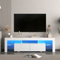 High Gloss Tv Stand With Led Lights For Tvs Up To 65'', Modern Tv Console With Storage Cabinets For Living Room White 60 69 Inches Mdf