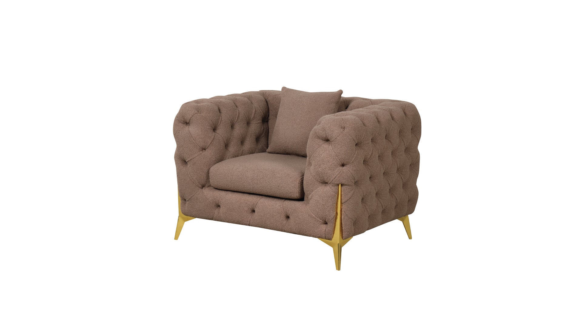 Contempo Modern Style Buckle Fabric Chair Made With Wood In Brown Brown Primary Living Space Contemporary Faux Fur Wood