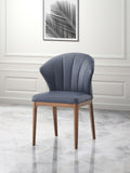 Seraphyne Side Chair Set 2 , Slate Leather & Walnut Finish Dn02402 Slate Leather