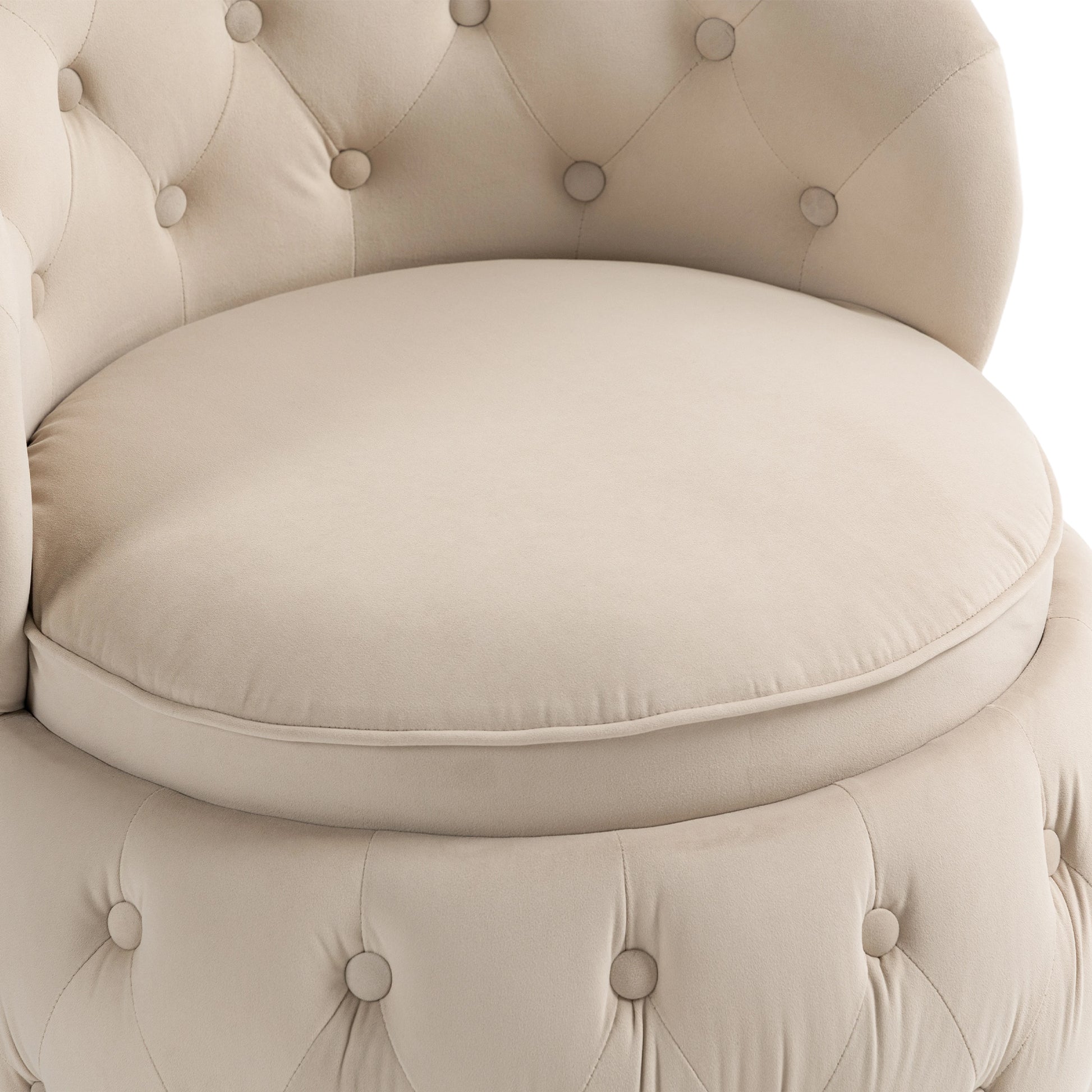 360 Degree Swivel Cuddle Barrel Accent Storage Chairs, Round Armchairs With Wide Upholstered, Fluffy Velvet Fabric Chair For Living Room, Bedroom, Office, Waiting Rooms Beige Primary Living Space Foam Velvet