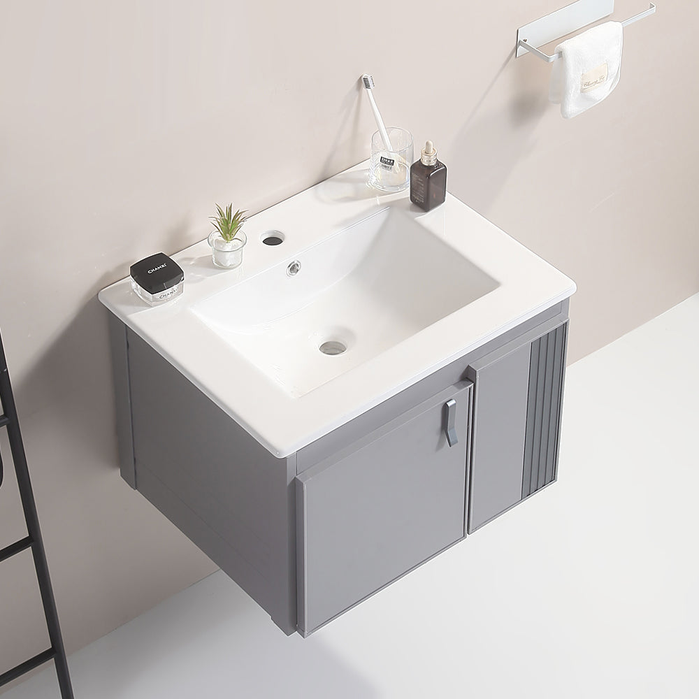 24' Stylish Aluminum Wall Mounted Bathroom Vanity with grey-aluminium