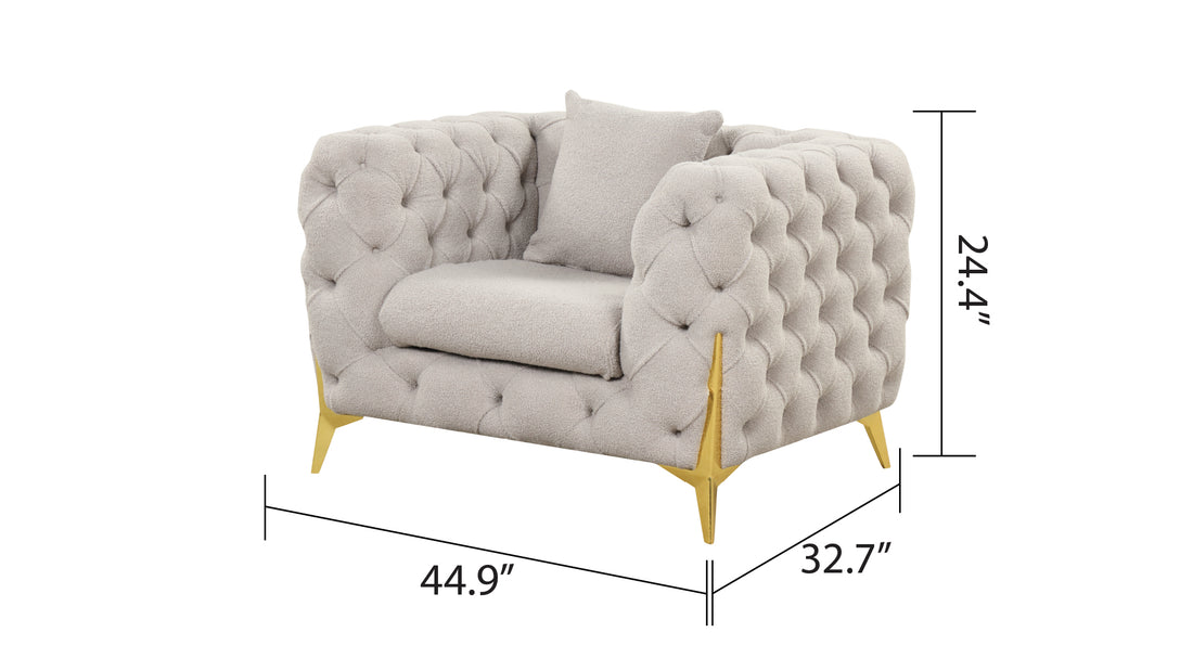 Contempo Modern Style Buckle Fabric Chair Made With Wood In Gray Gray Primary Living Space Contemporary Faux Fur Wood