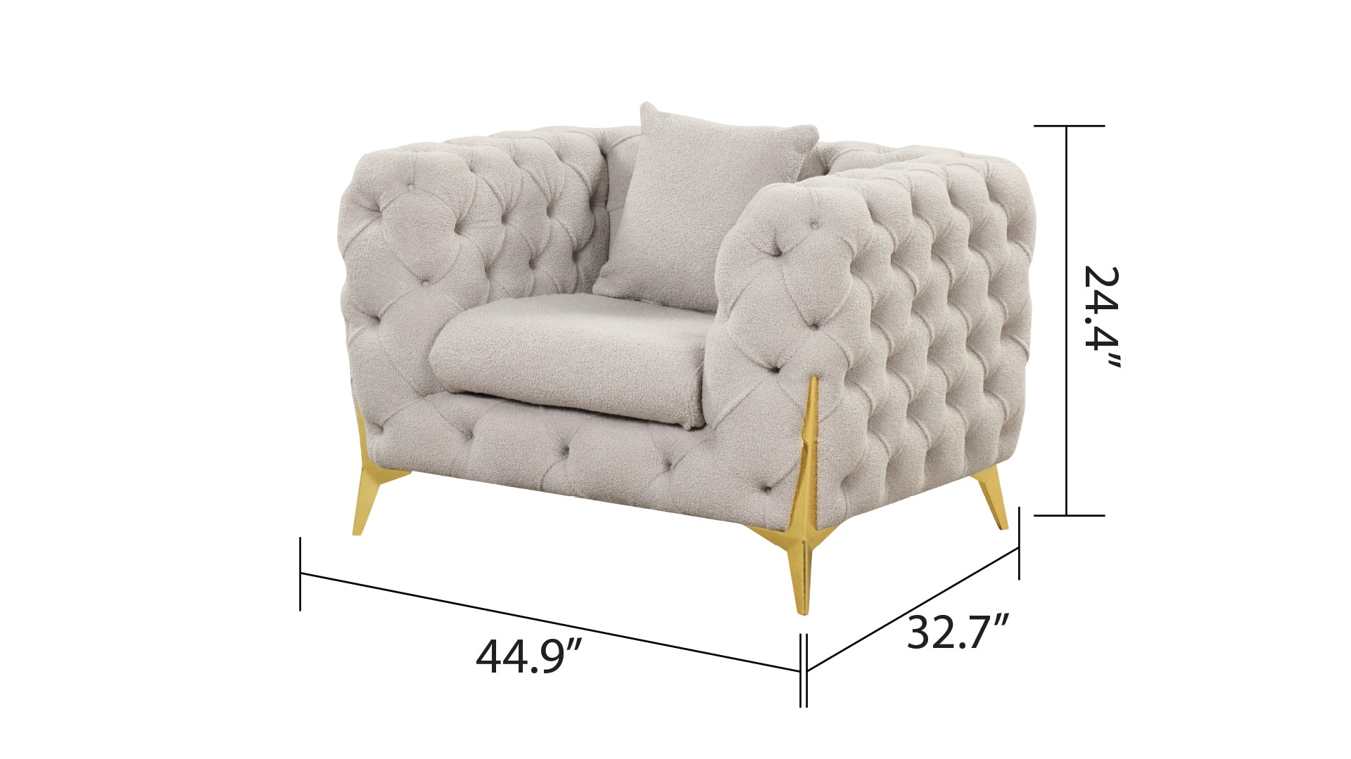 Contempo Modern Style Buckle Fabric Chair Made With Wood In Gray Gray Primary Living Space Contemporary Faux Fur Wood