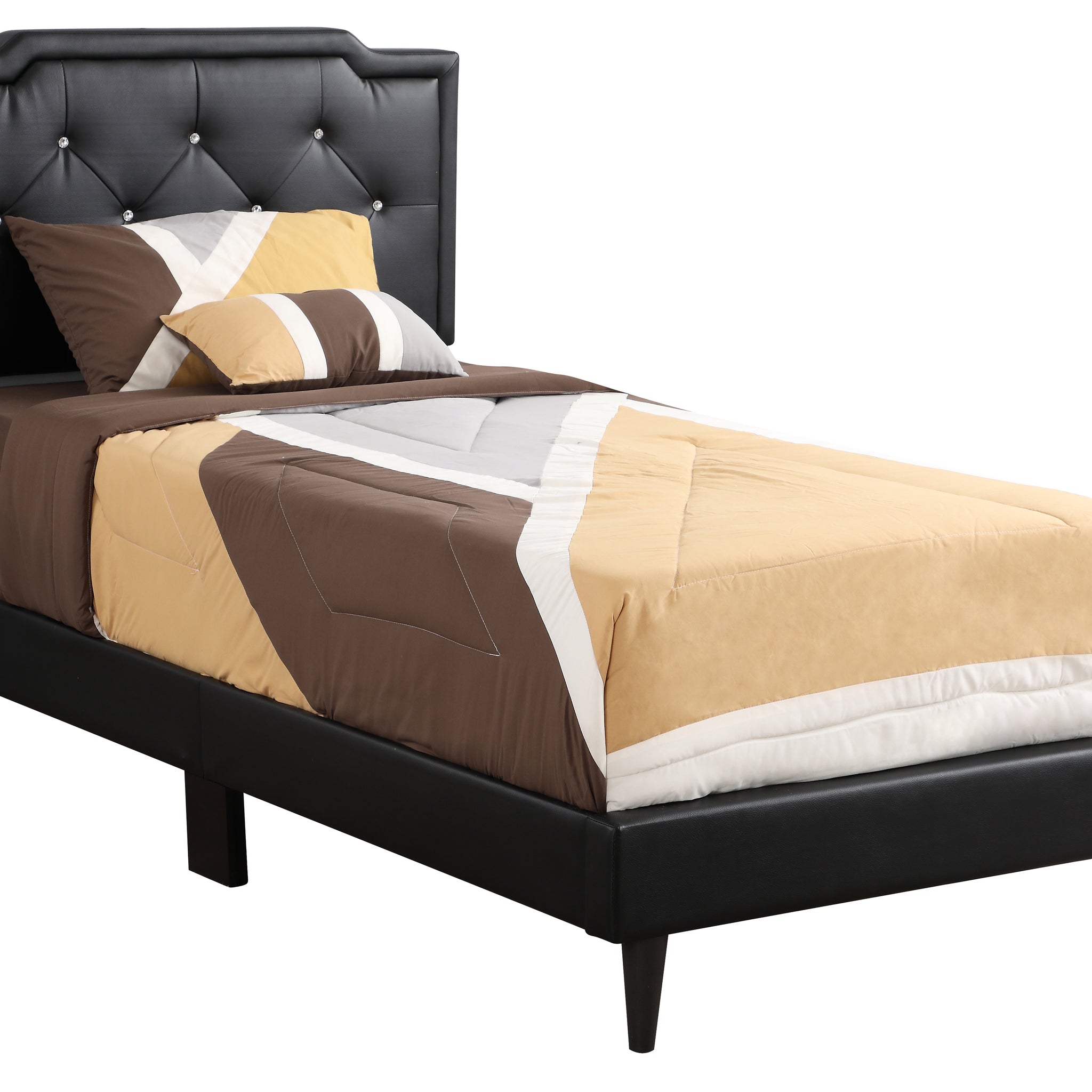 Chic Black Twin Bed For Ultimate Comfort Black Foam Pu