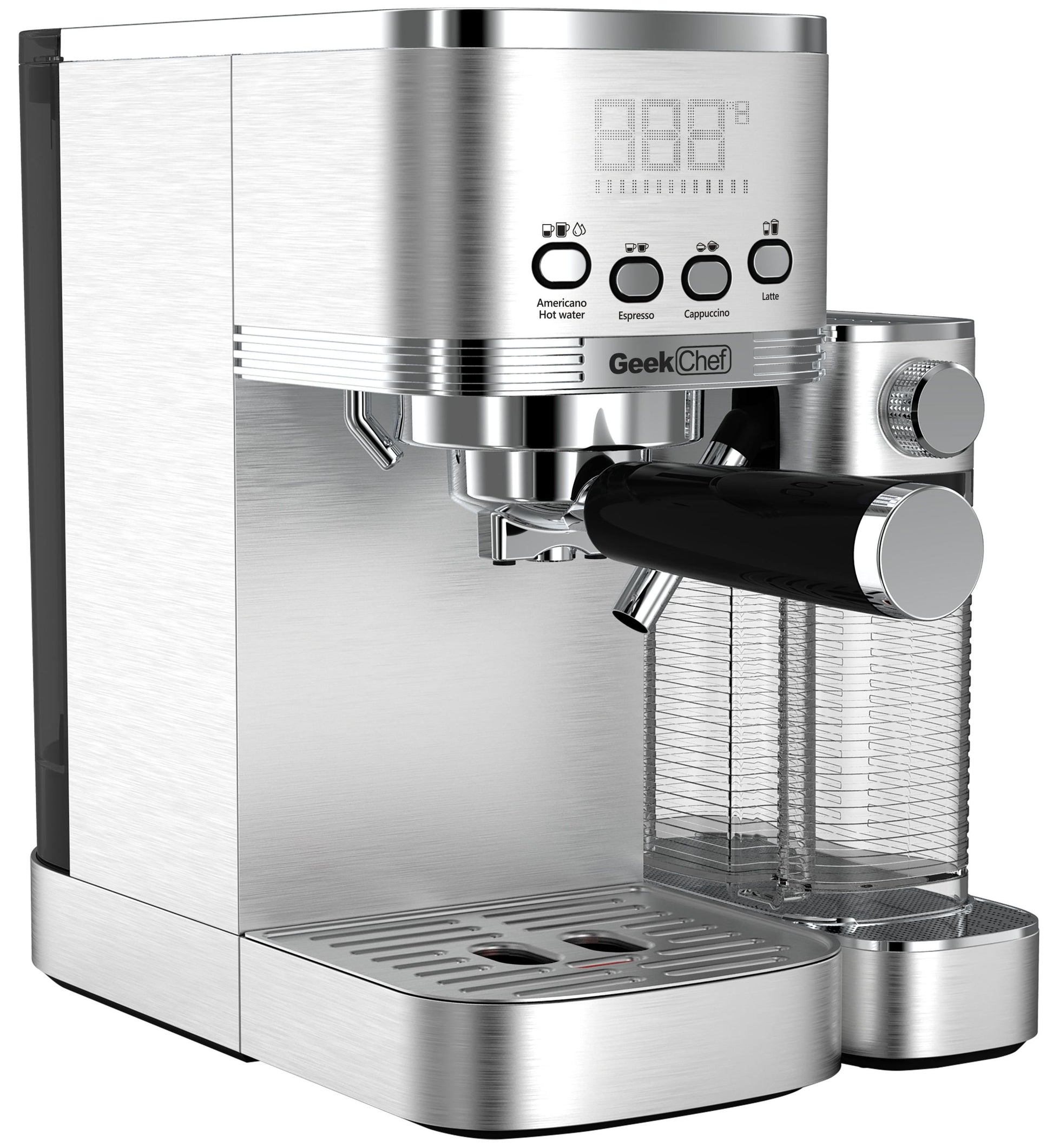 Geek Chef Espresso and Cappuccino Machine with silver-stainless steel