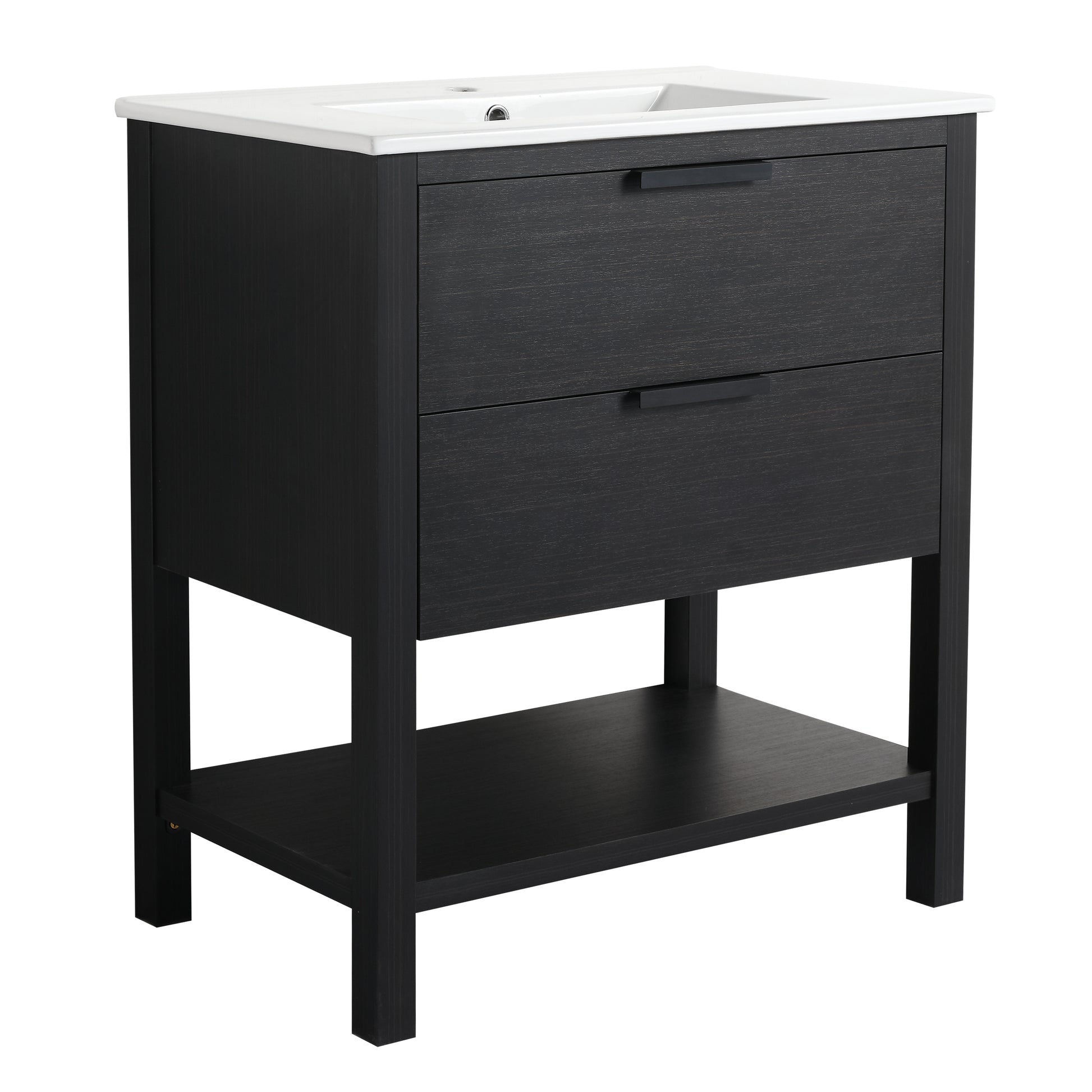 30 Inch Bathroom Vanity With Sink And 2 Soft Close Drawers Bvb01030Bct Bl9075B 2 Black Chestnut 1 Bathroom Freestanding Modern Plywood