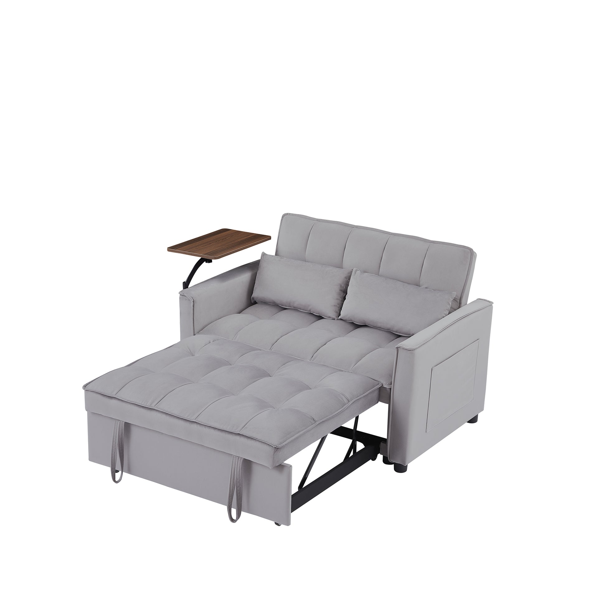 Grey Velvet Loveseat Sofa Bed Grey Wood Tufted Back Square Arms Foam Velvet 2 Seat