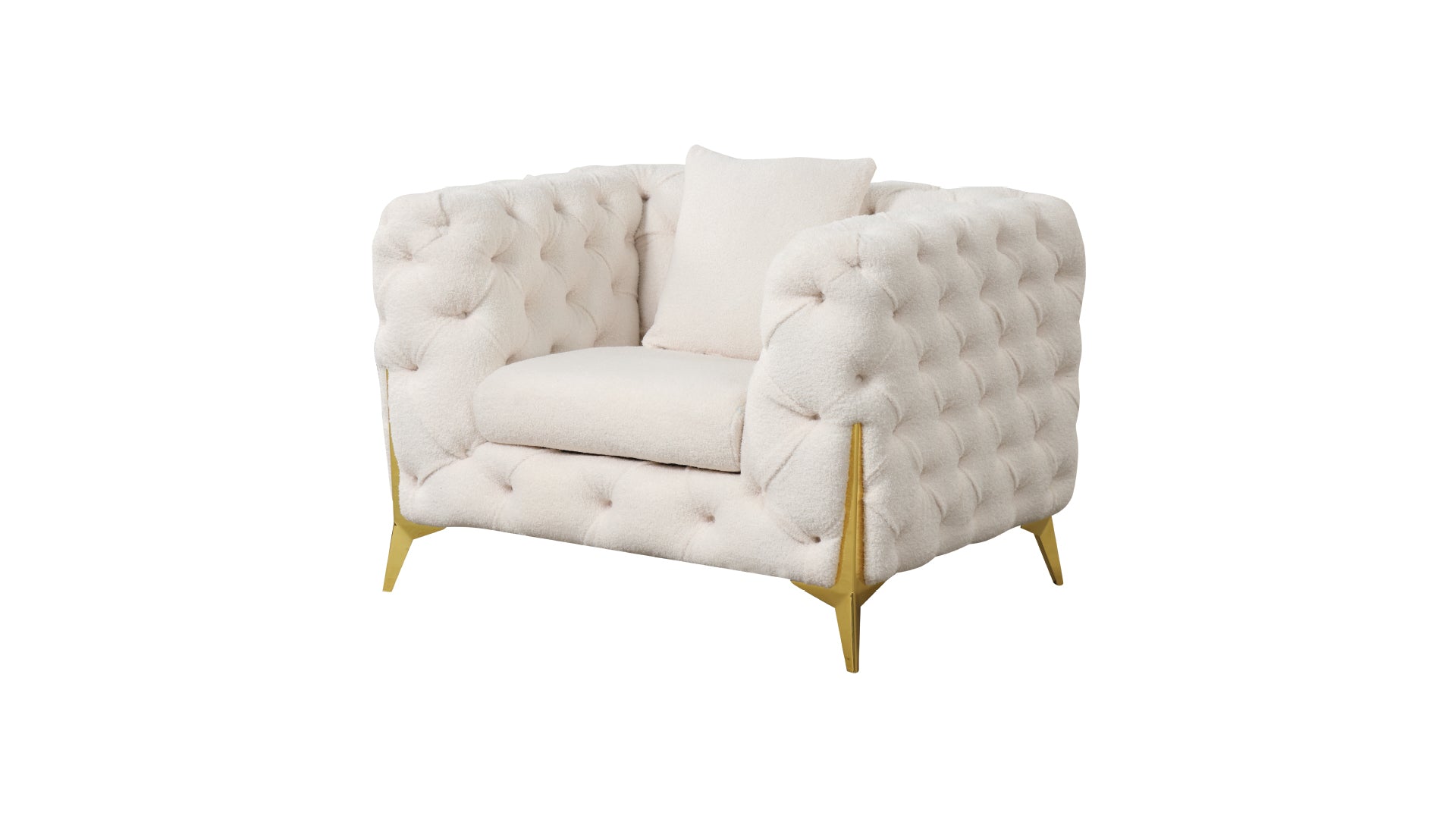 Contempo Modern Style Chair Made With Wood In Cream Cream Primary Living Space Contemporary Faux Fur Wood