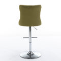 Swivel Velvet Barstools Adjusatble Seat Height From 25 33 Inch, Modern Upholstered Chrome Base Bar Stools With Backs Comfortable Tufted For Home Pub And Kitchen Island, Olive Green,Set Of 2,1712Ol