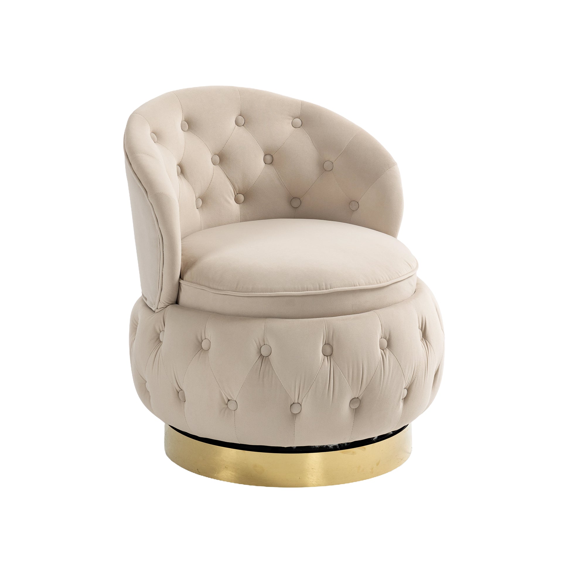 360 Degree Swivel Cuddle Barrel Accent Storage Chairs, Round Armchairs With Wide Upholstered, Fluffy Velvet Fabric Chair For Living Room, Bedroom, Office, Waiting Rooms Beige Primary Living Space Foam Velvet