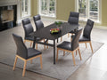 Raquan Side Chair Set 2 , Black Leather & Walnut Finish Dn02398 Black Leather