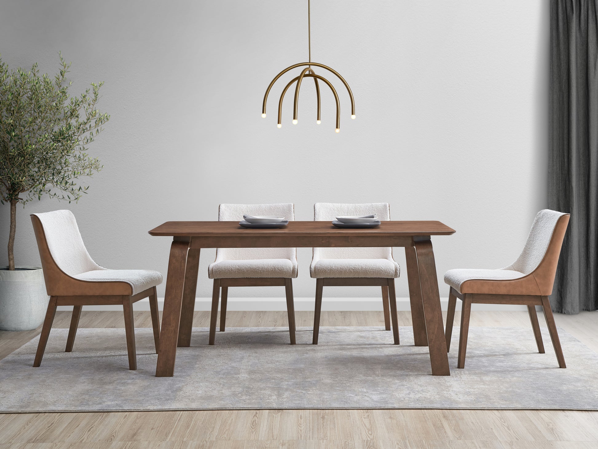 Ginny Dining Table, Walnut Finish Dn02307 Walnut Wood