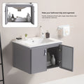 24' Metal Wall Mounted Bathroom Vanity with White grey-aluminum