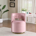 360 Swivel Accent Chair With Storage Function, Velvet Curved Chair With Gold Metal Base For Living Room, Nursery, Bedroom Video Pink Velvet