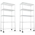 2 Pack 5 Tier Shelf Wire Shelving Unit, Nsf Heavy Duty Wire Shelf Metal Large Storage Shelves Height Adjustable Utility For Garage Kitchen Office Commercial Shelving Steel Layer Shelf Chrome Chrome Iron Plastic