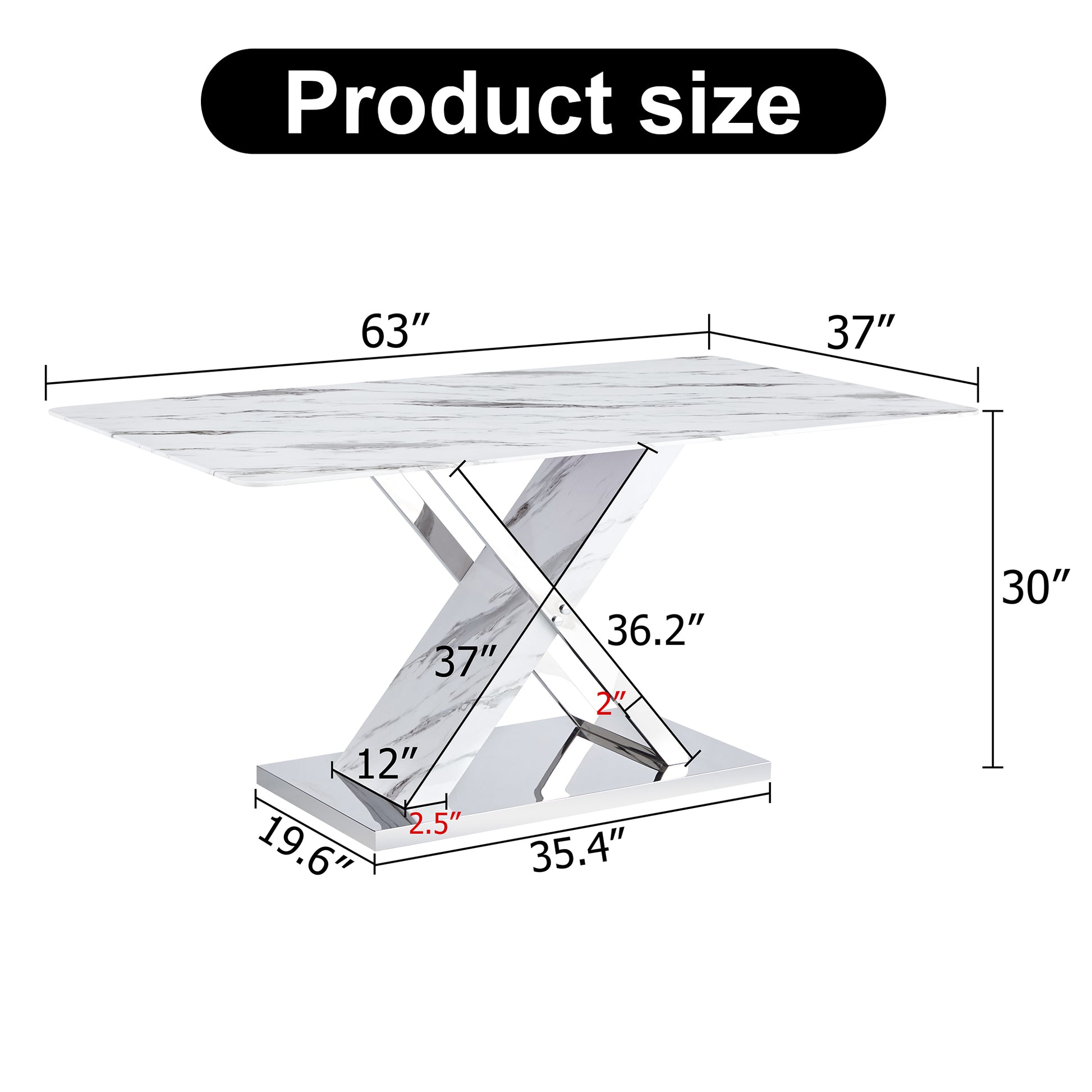 Modern White Rectangular Marble Textured Glass Dining Table And Office Desk. Equipped With Stainless Steel Base. Beautiful And Durable. 63"*37"*30" White Glass