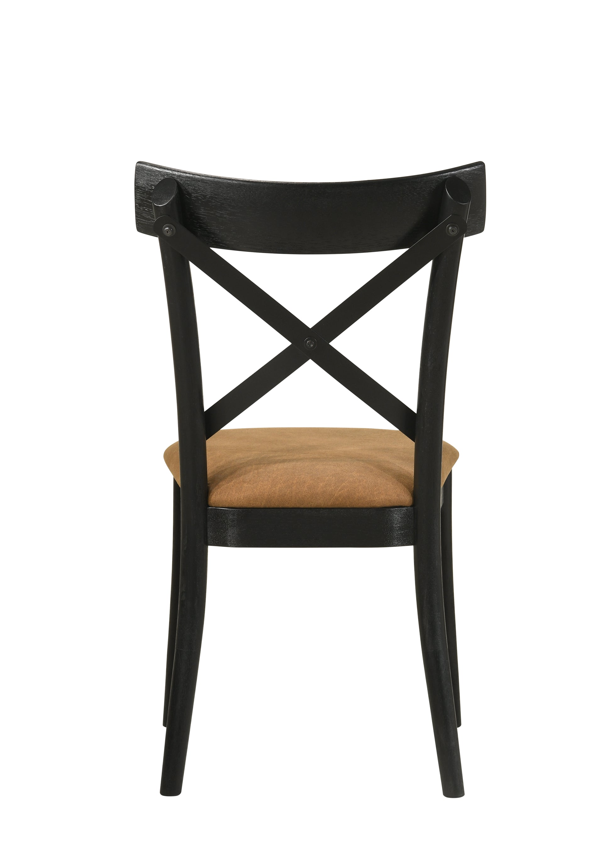 Hillary Side Chair Set 2 , Brown Leathaire & Black Finish Dn02306 Brown Wood