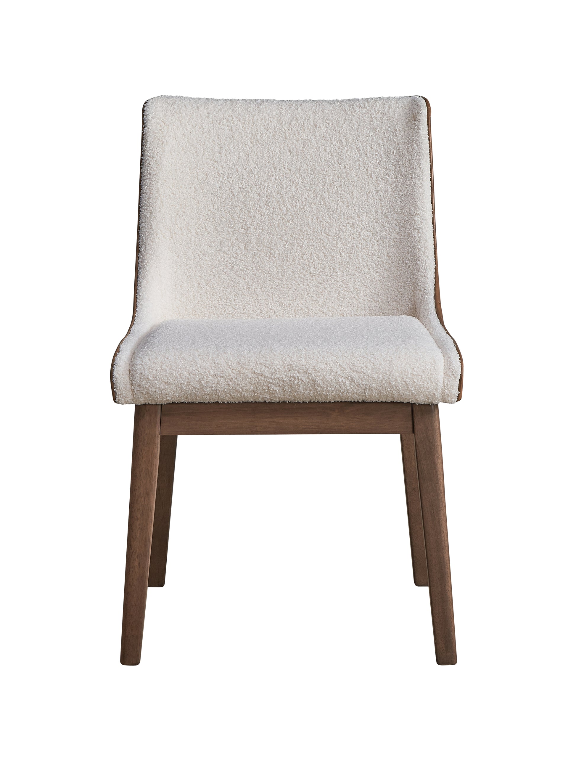 Ginny Side Chair Set 2 , White Boucle, Brown Velvet & Walnut Finish Dn02308 White Velvet