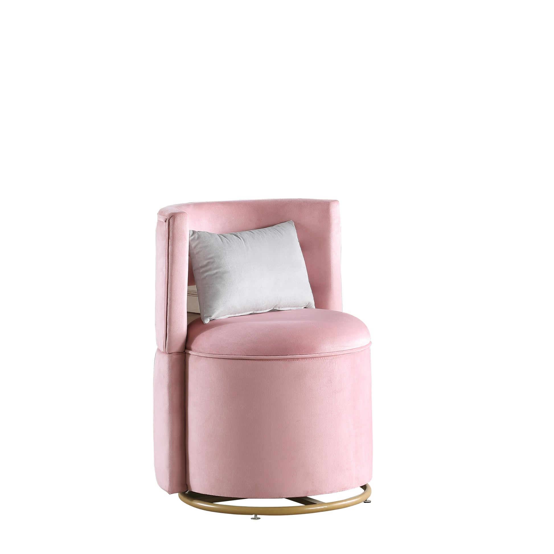 360 Swivel Accent Chair With Storage Function, Velvet Curved Chair With Gold Metal Base For Living Room, Nursery, Bedroom Video Pink Velvet