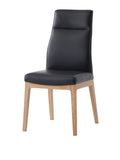 Raquan Side Chair Set 2 , Black Leather & Walnut Finish Dn02398 Black Leather