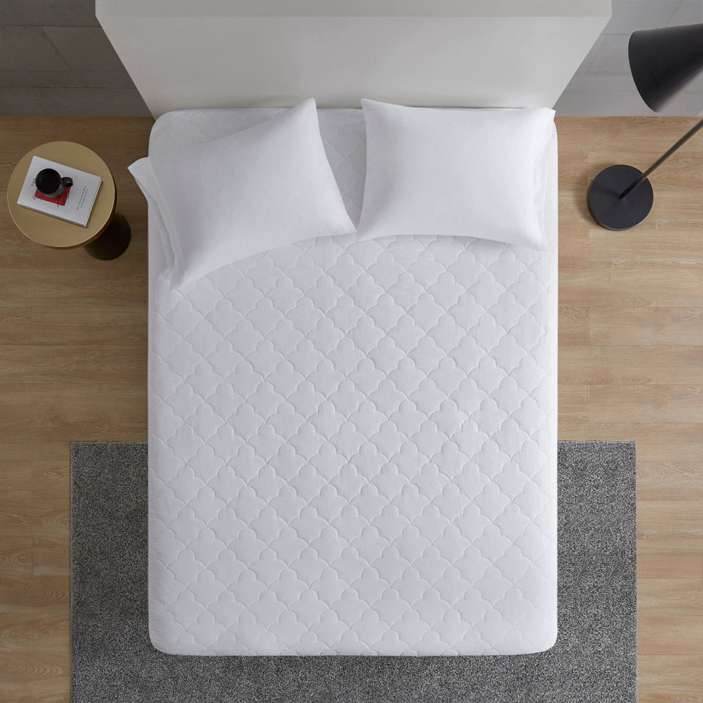 Cotton Percale Quilted Mattress Pad white-cotton
