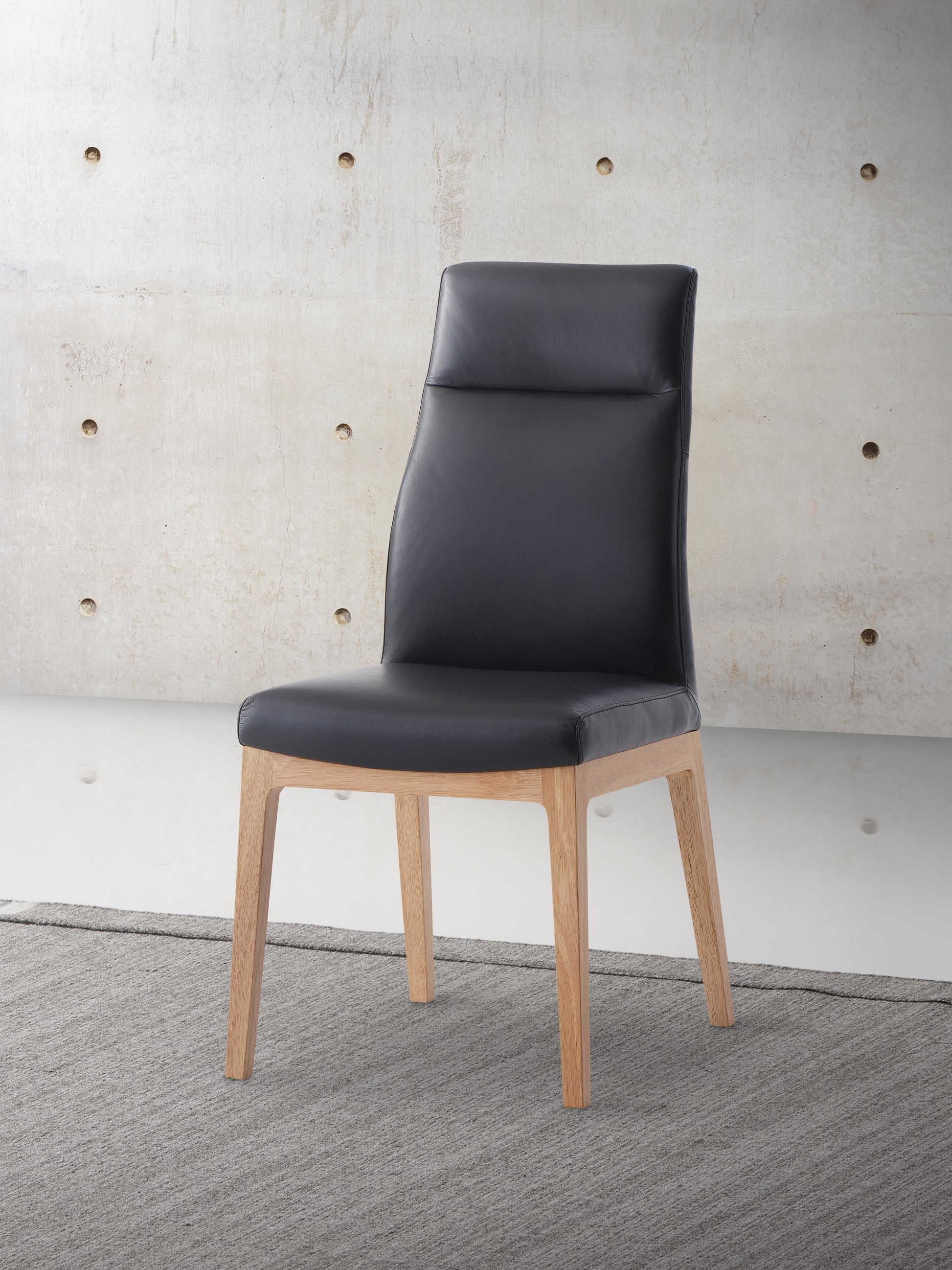 Raquan Side Chair Set 2 , Black Leather & Walnut Finish Dn02398 Black Leather